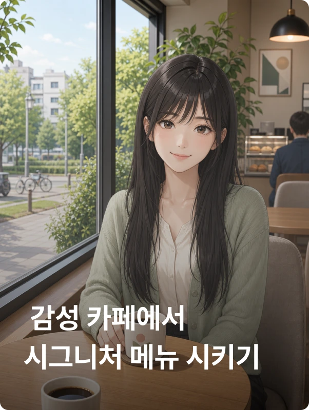 감성 카페에서 시그니처 메뉴 시키기