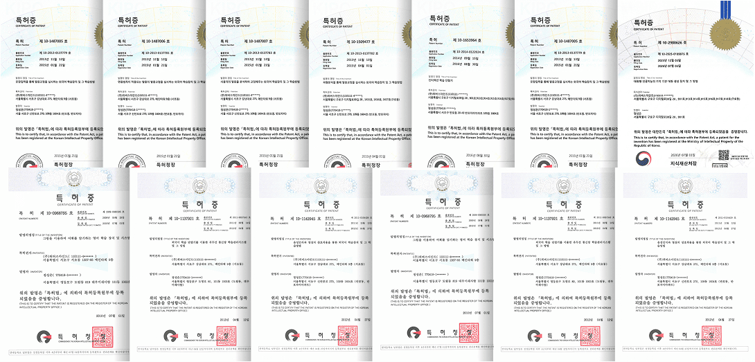 국내 특허증 13종